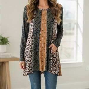 Women's Multicolor Long Sleeve Top